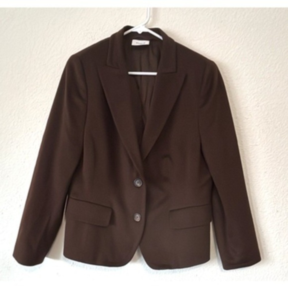 Akris Punto Blazer‎ Jacket 14 Brown Wool Angora Luxury Corporate Vintage 2000s